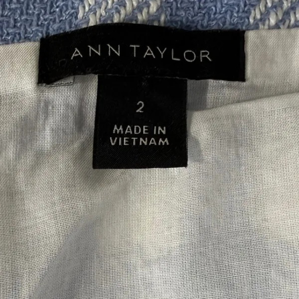 Ann Taylor Blue White‎ Gingham Sheath Dress Belted Square Neck Size 2 - Image 3
