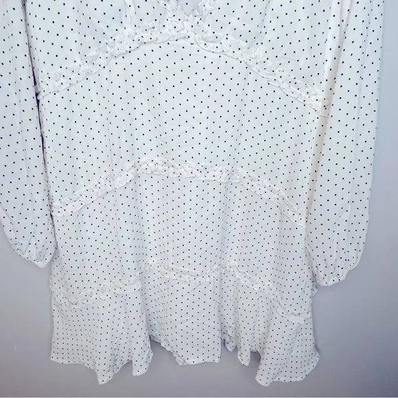 Polly Black and White Polka Dot‎ V-Neck Tiered Dress Size 12 - Image 5
