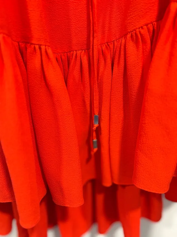 Vince Camuto Red Smocked V-Neck Tiered Mini Dress - Image 3