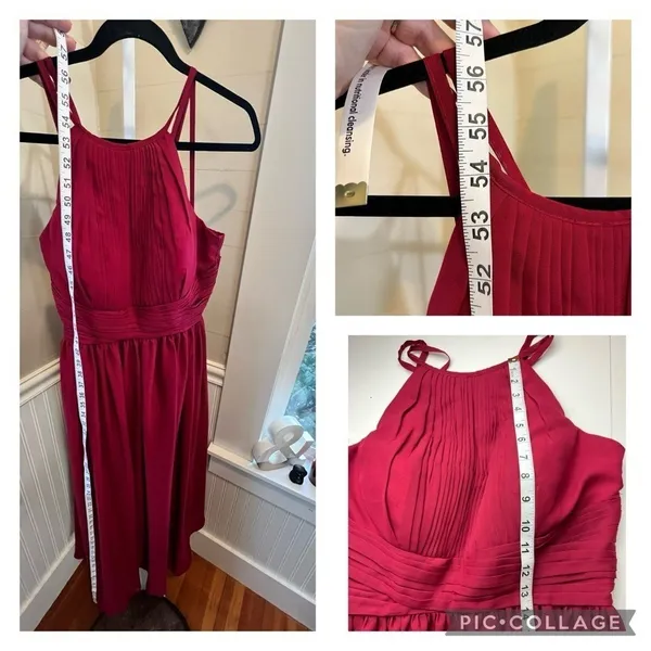 JJ's House Berry Chiffon Pleated A-Line Floor-Length Bridesmaid Dress S/M - Image 5