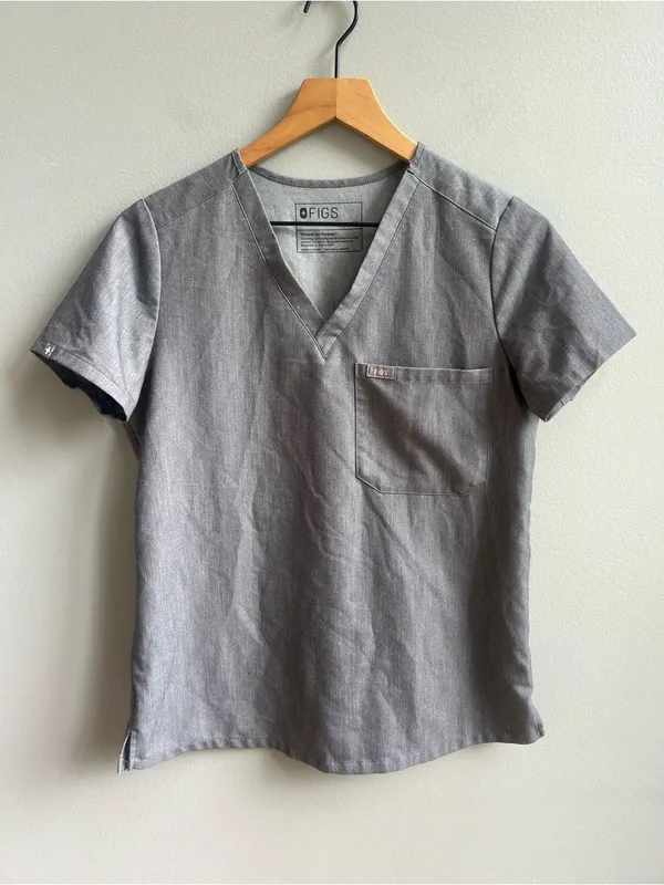 Figs Catarina Graphite Heather Gray Scrub Top Shirt Size XS - Image 5