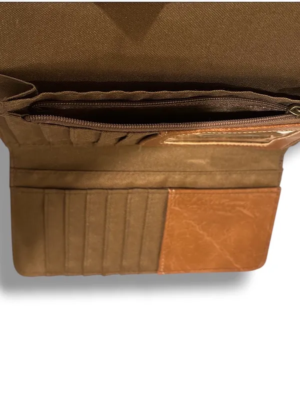 BOC Born Concept Cognac Brown Organizer Flap Wallet Clutch - Image 4
