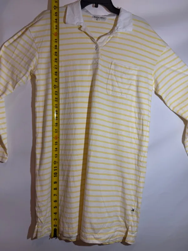 Alex Mill Natural Yellow Stripe Cotton Rugby Polo Mini Dress Size M - Image 8