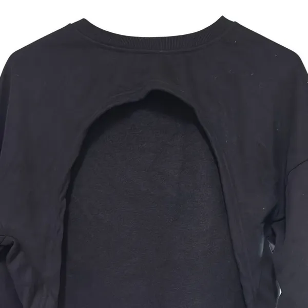 Black Shrug Cutout Long Sleeve Crop Sweatshirt‎ Small Workout Yoga Balletcore - Image 3