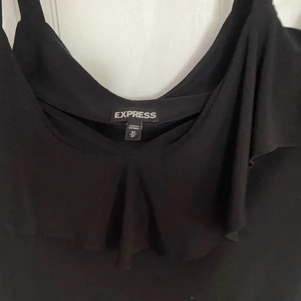 RUFFLE OVERLAY COLD SHOULDER BLOUSE By Express xsm NWOT - Image 2