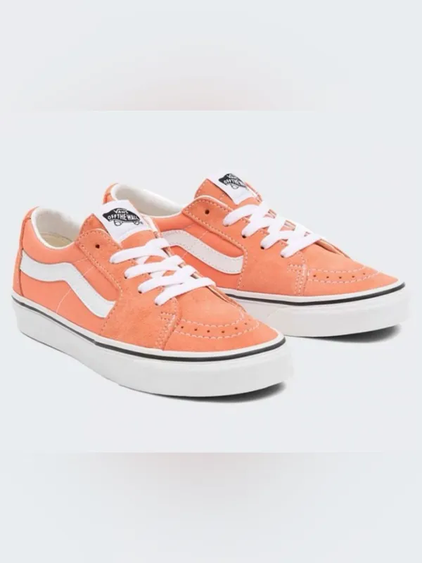 Vans Old Skool Suede Canvas Classic Skateboard Sneakers, Melon Orange/White, 7.5 - Image 2
