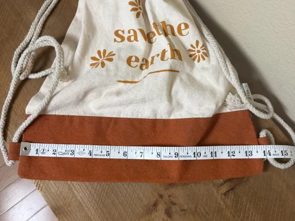 Save The Earth Organic Cotton Canvas Drawstring Backpack Brown - Image 6