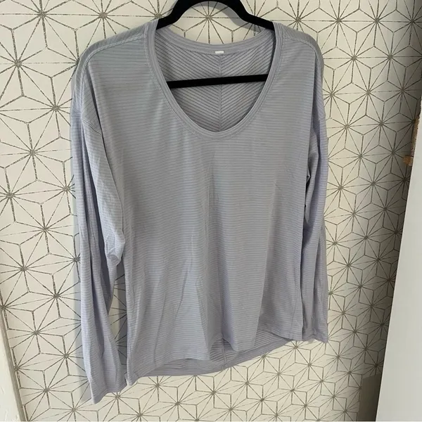 Lululemon Purple Stripe Tissueweight Long Sleeve Tee - Image 2