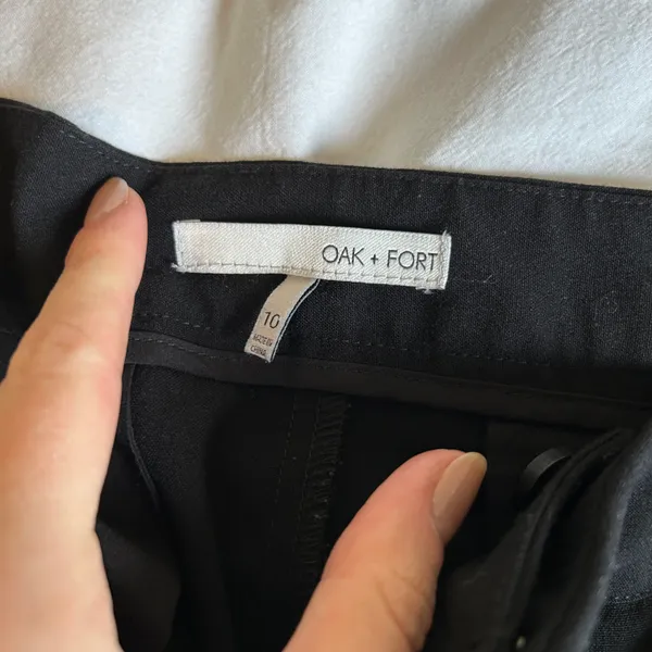 Oak + Fort wide straight leg twill trouser pants black - Image 4