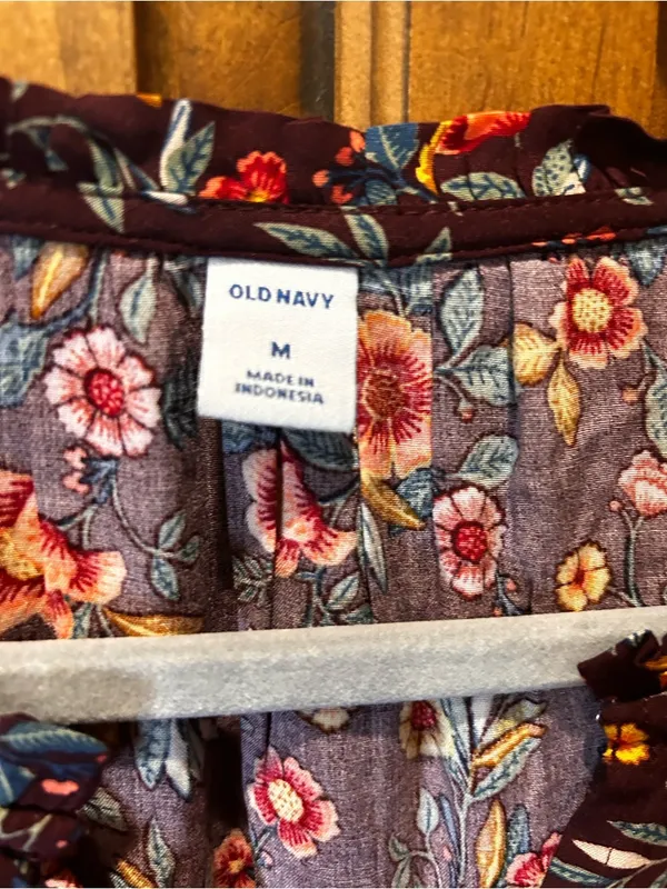 🌸OLD NAVY Floral Tiered Ditsy Midi Swing Dress Boho Size M - Image 6