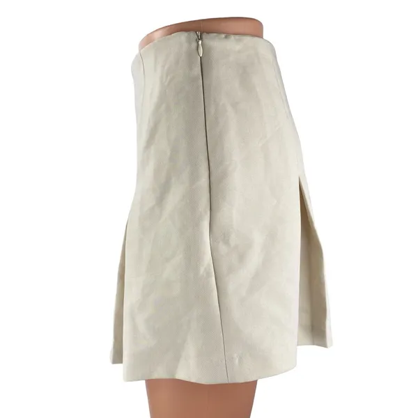 Elodie Beige Pleated High Rise Sports Golf Mini Flare A-Line Skort Skirt Size XS - Image 3