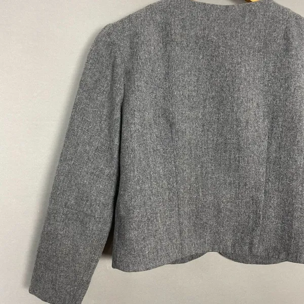 Vintage 1960s Cropped Blazer Jacket 3/4 Length Sleeves Women Carlette Twee Gray - Image 6