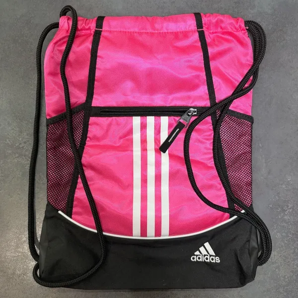 Adidas Alliance II Hot Pink Black Drawstring Sackpack Backpack Mesh Sides - Image 4