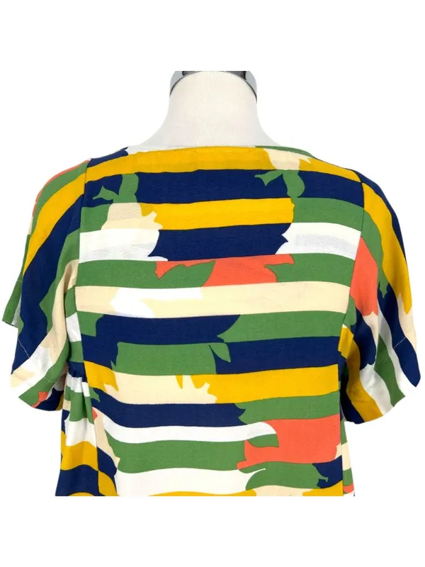 Maeve Anthropologie Mila Stripe Top Green Blue Yellow Geometric Size Small - Image 8
