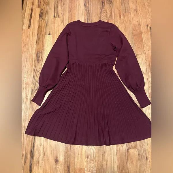 SHEIN Burgundy Ribbed Sweater Dress • L (NWT) - Image 4