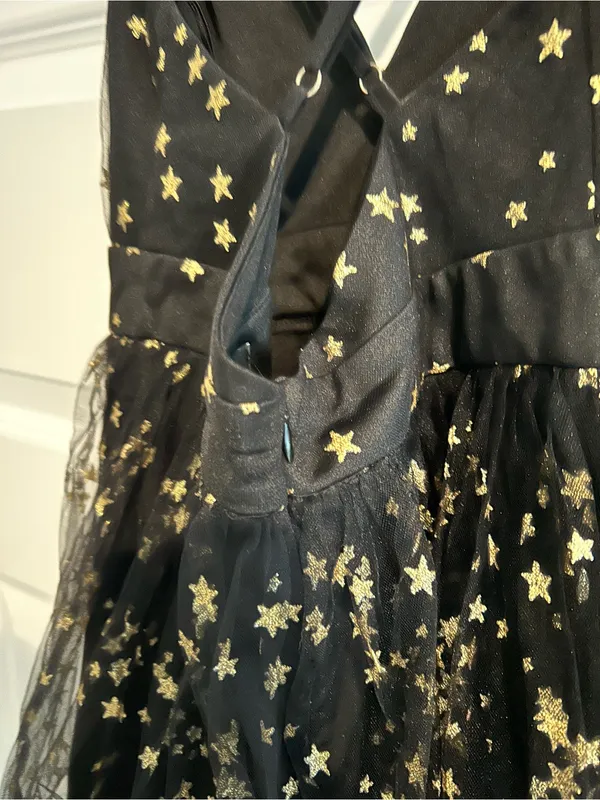 Lulus Favorite Moment Gold and Black Star Print Skater Dress Size S - Image 12