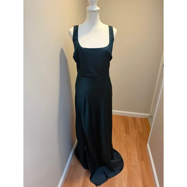 Show Me Your MuMu Lana Maxi Dress Deep Emerald Luxe Satin size Large - Image 2