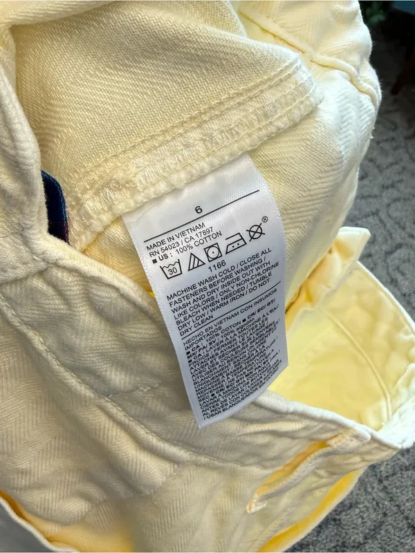 Old Navy High Rise Baggy Wide Leg Light Yellow Denim Pants 100% Cotton - Image 4