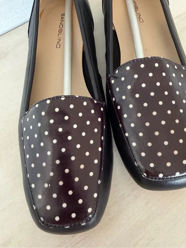 Bandolino Liberty Square Toe Loafers Flats Women’s Black White Polka Dot 6.5 NEW - Image 5
