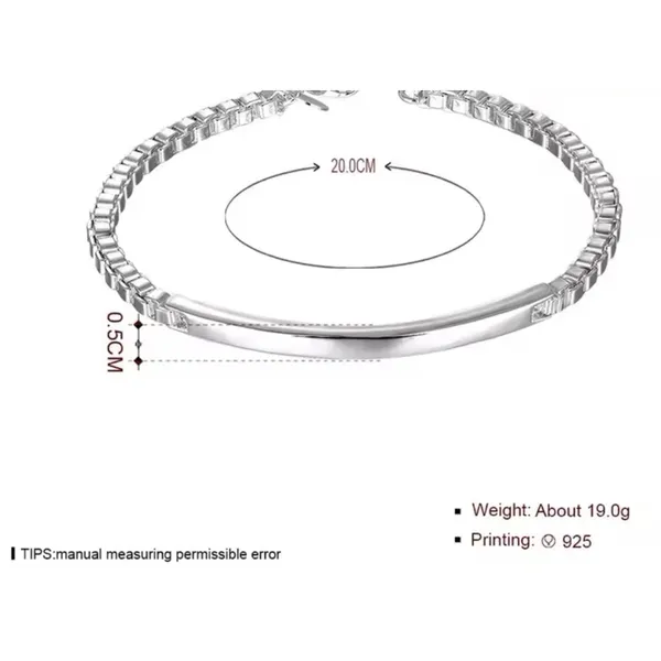 Solid Box Chain Bracelet | 925 Sterling‎ Silver - Image 15