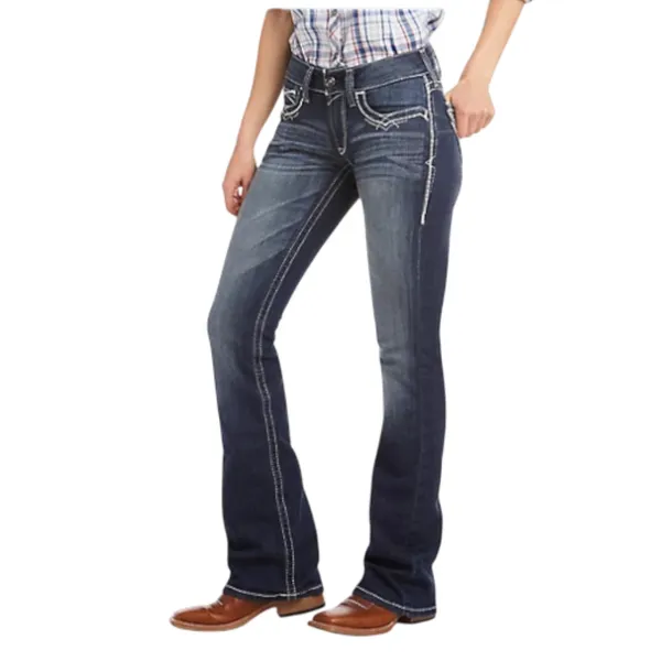 ARIAT Mid-Rise REAL Entwined Boot Jeans Sz 26 Blue Cowgirl Country Western Boho - Image 2
