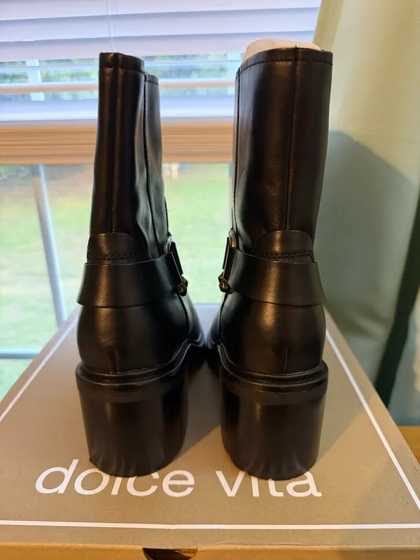 Dolce Vita by Dolce Vita Black Leather Mid-Calf Heeled Buckle Camros Boots. Size 9.5 - Image 5