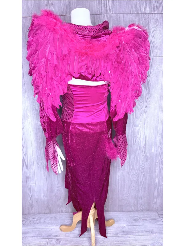 Vintage small devil Halloween costume dress w/ cartigan and wings - Image 11