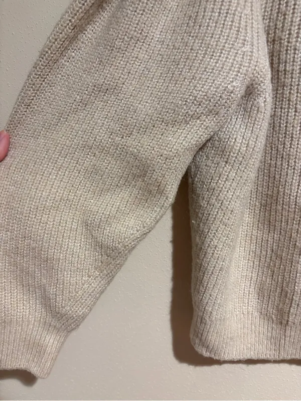 J. Crew Cream Cropped Puff Sleeve Turtleneck Sweater Wool Alpaca Size Medium - Image 8