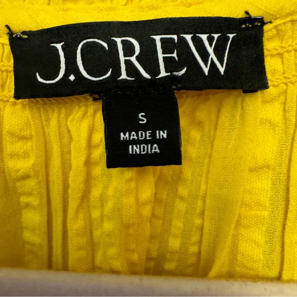 J.Crew Ruffle-Trim‎ Tiered Dress Cotton Dobby Yellow Size small Beach Summer - Image 2