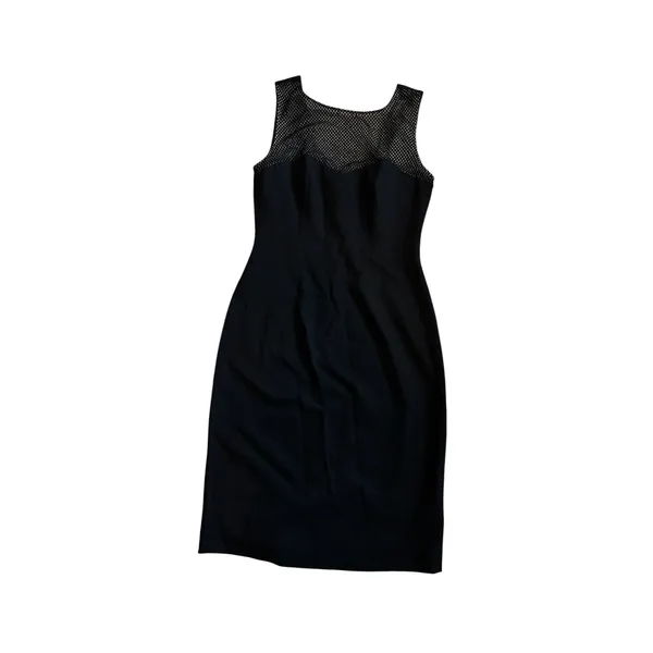 L'AGENCE Intermix Dress 4 Black Mesh Sequin V-Back Sheath Cocktail‎ LBD - Image 10
