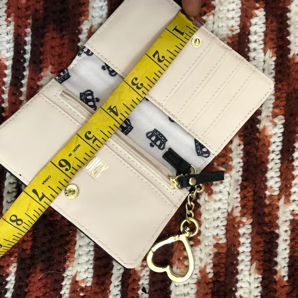 NWOT Juicy Couture Monogram Black Gold Wallet Coin Purse Cardholder Pouch w/ heart charm gold tone Measurement in pics New, no tags - Image 6