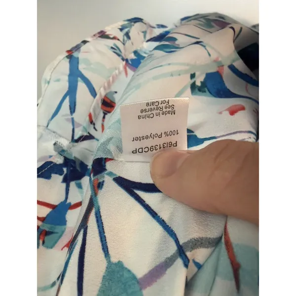 Parker L Nia Dress Blue Multi Flower Pattern Ruffled Front Mini Dress - Image 8