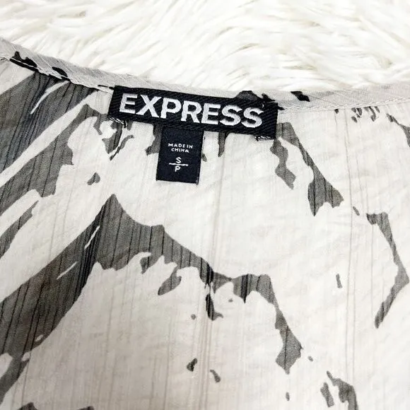 Express Grey Black Zebra Print 3/4 Sleeve Button Down‎ Shift Dress Size Small - Image 5