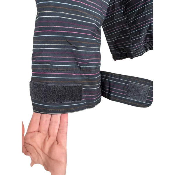 Roxy 5K Silver Snowboard/Ski Jacket Black With Multicolor‎ Pinstripe Size XL - Image 12