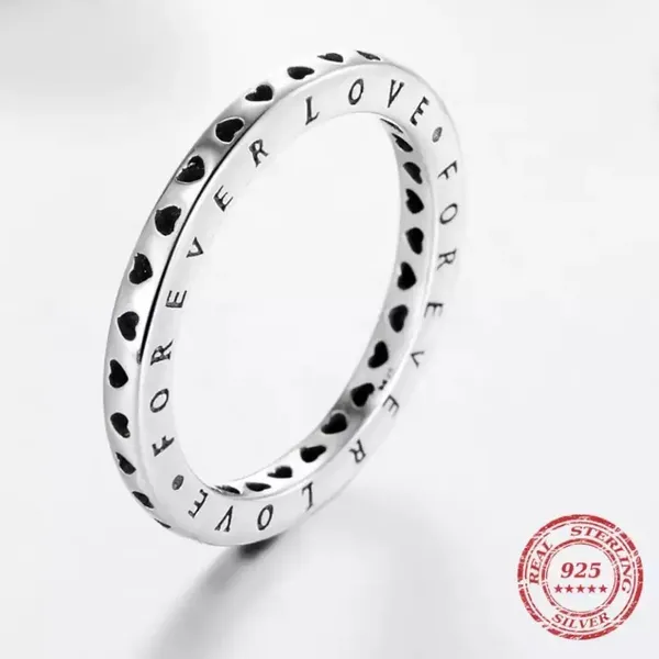 Sterling Silver SIZE 7 925  Hollow Hearts Stackable Ring - Image 4