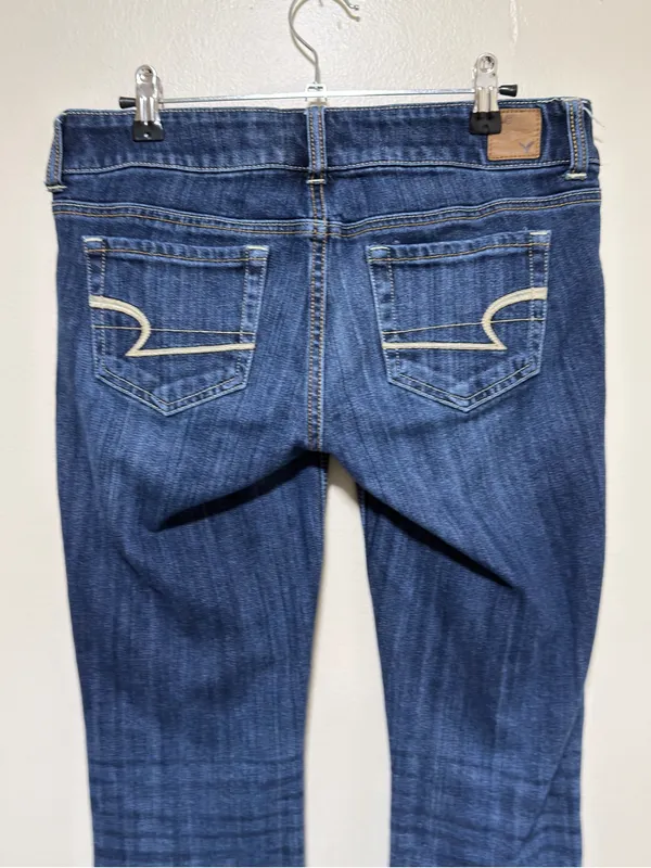 American Eagle Artist Y2K Jeans Low Rise Medium Wash Flare Leg Boho Stretch 6 - Image 4