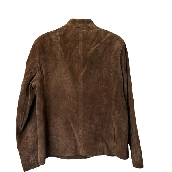 VTG Anne Klein Y2K XL Suede Leather Button Up Jacket chocolate Brown - Image 2