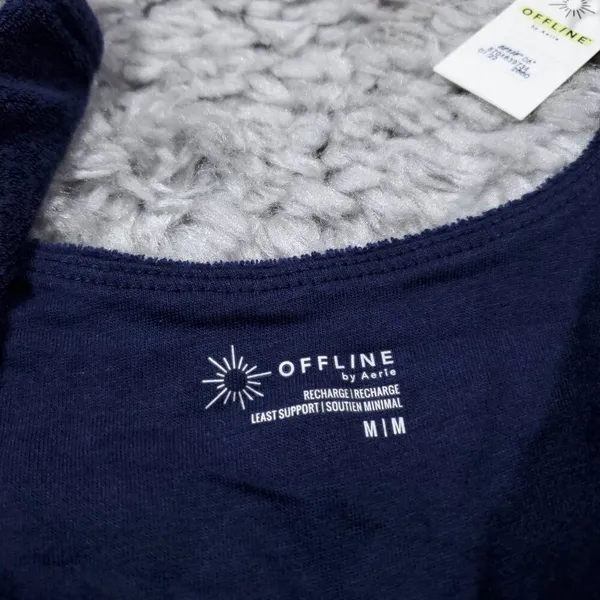 Aerie Offline Recharge Summer Lights Terry Sports Bra Size Medium Navy Blue - Image 5