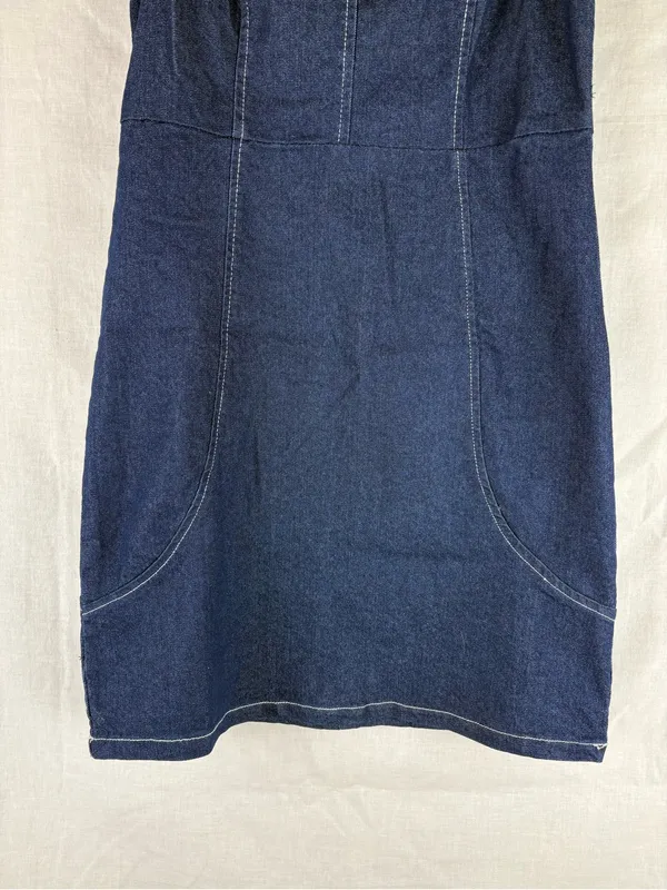 NWT Stiletto's Strapless Dark Wash Buckle Mini Dress Size L - Image 4