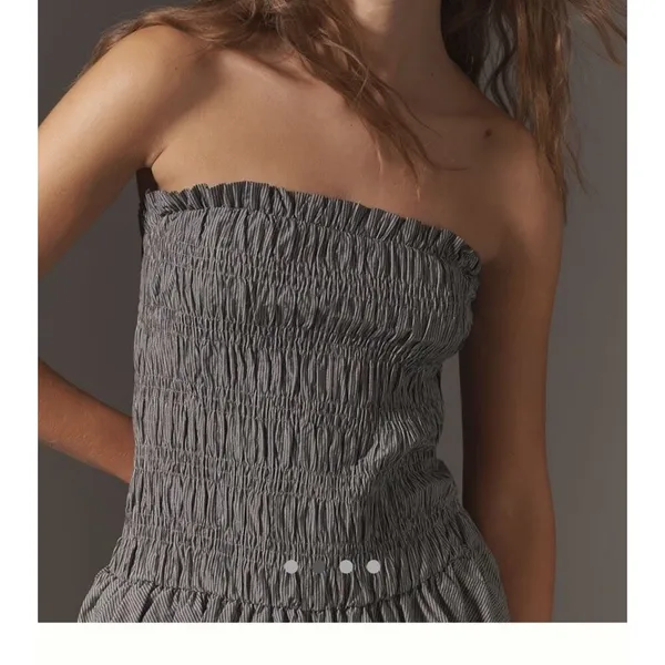 By Anthropologie Strapless Smocked Mini Dress Size M - Image 2