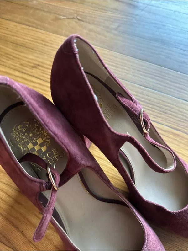 Vince Camuto Plum Suede Mary Jane Block Heels Sz 8.5M - Image 9