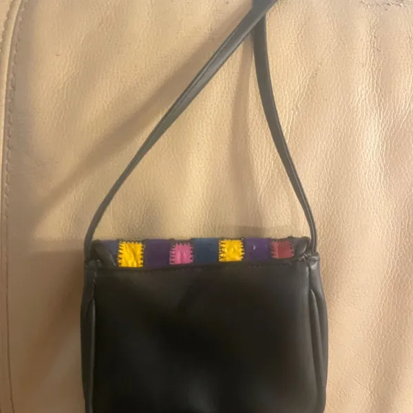 Vintage La Covina Genuine Leather Patchwork Mini Bag Yellow - Image 5