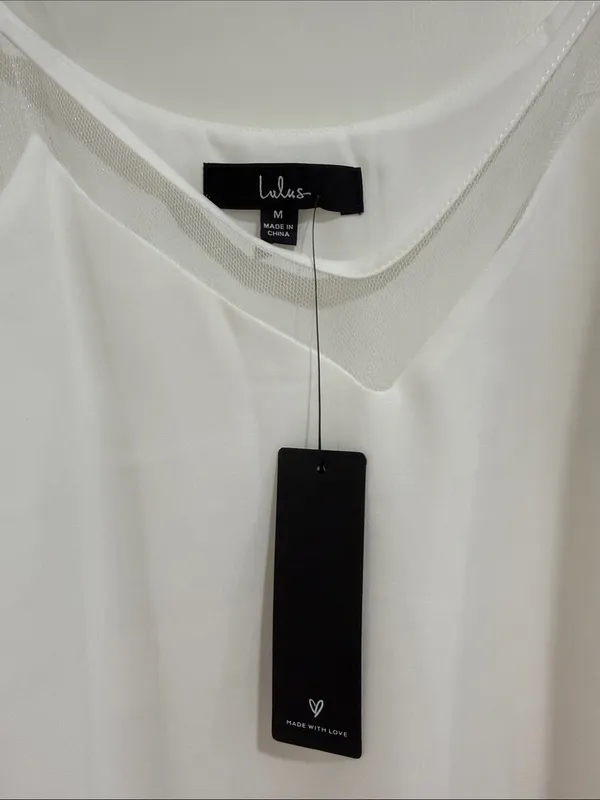 NWT Lulu's White V-Neck Adjustable Spaghetti Strap Camisole - Image 2