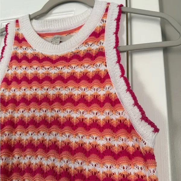 LOFT colorful knit scalloped tank sweater - Image 6