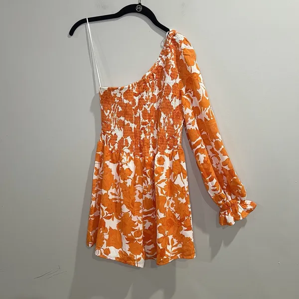 Sugarlips‎ Tangelo Floral Kellen Smocked One Shoulder Romper Size XS - Image 3