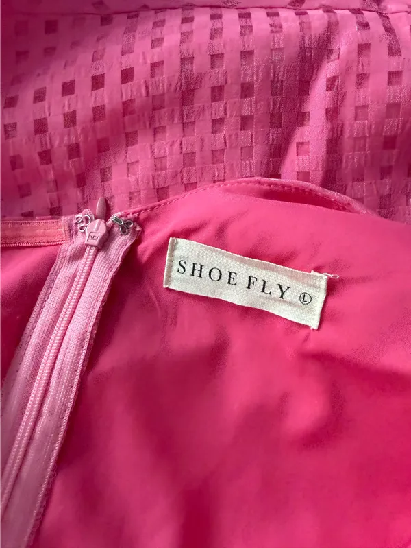 Shoefly Pink floral one shoulder dress with ruffle hem - Image 4