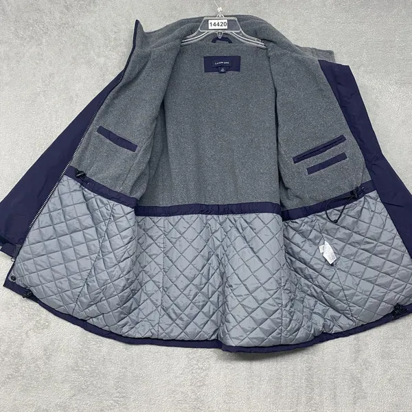 Lands End‎ Coat Womens Medium Blue Full Zip Outdoor Wind Check Nylon - Image 7
