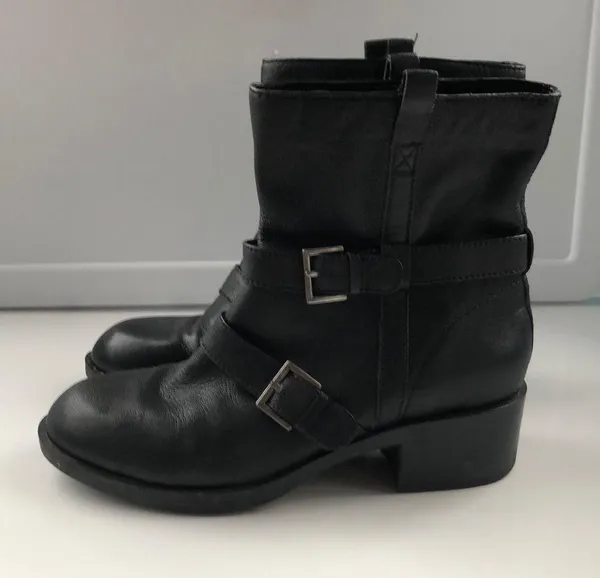 Nike Black Leather Buckle Moto Boots 9.5 - Image 2