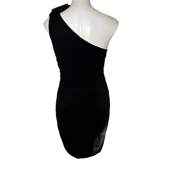 WYATT One Shoulder Rosette Bodycon Mini Dress Size M Black‎ Ruched Toga - Image 6