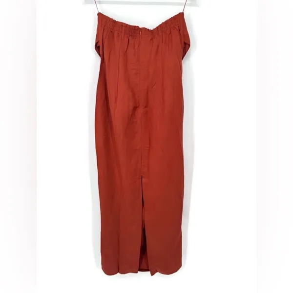 Revolve Rumer Roam Bandana‎ Maxi Linen Chocolate Brown Cutouts Dress Med NWT - Image 6